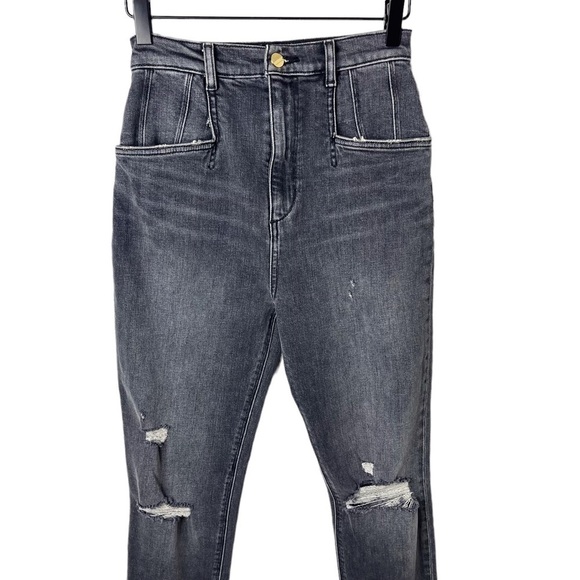 Favorite Daughter The Jordie Super High Rise Straight Jeans Gray Black Size 23 - Picture 4 of 9